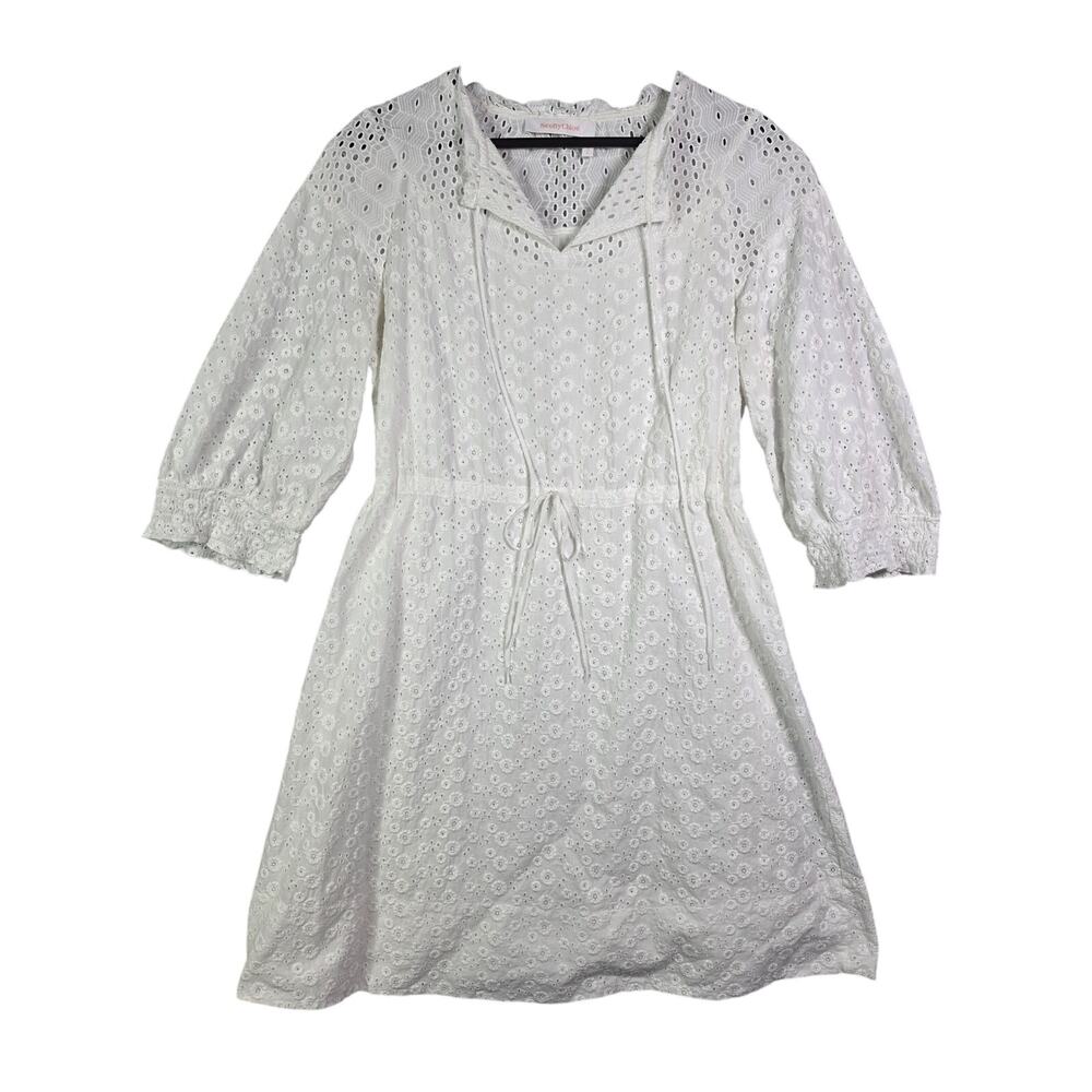 See by Chloe Eyelet Cotton Mini Dress White Embroidered 6 US 38 FR Cottagecore
